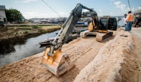Semif realiza obra emergencial de contenção da erosão na feira da Panair, em Manaus