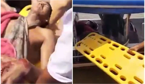 VÍDEO: Pescador é atacado por jacaré-açu enquanto tirava malhadeira do rio, no interior do Amazonas