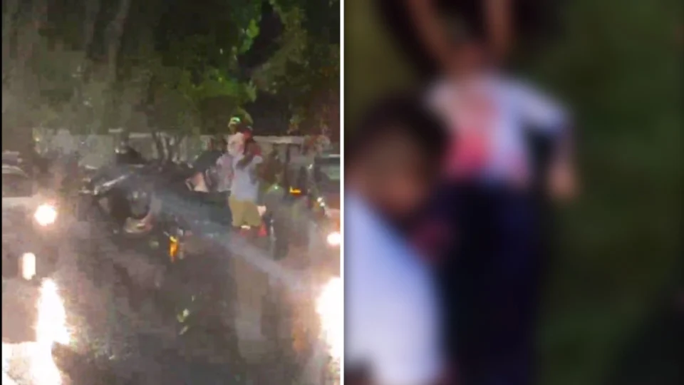 Em Manaus, carro de luxo colide em árvore e capota em acidente no Ano Novo