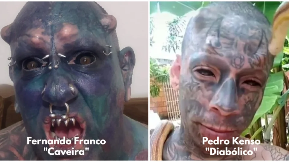 Tatuagens: conheça histórias de brasileiros que mudaram visual radicalmente; Fernando Franco, o ‘Caveira’ e Pedro Kenzo, o ‘Diabólico’