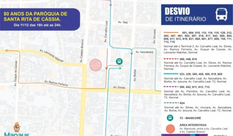 Festividades de 80 anos da paróquia de Santa Rita de Cássia alteram trânsito de Manaus; saiba mais