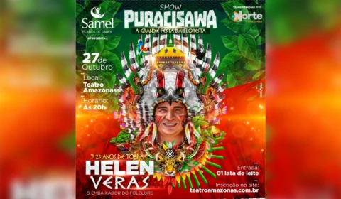 PURACISAWA: Helen Veras comemora 23 anos de toada no Teatro Amazonas; Portal Norte transmite ao vivo