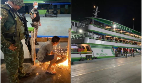 Drogas escondidas dentro de colunas de ferro de embarcação são apreendidas, no Amazonas