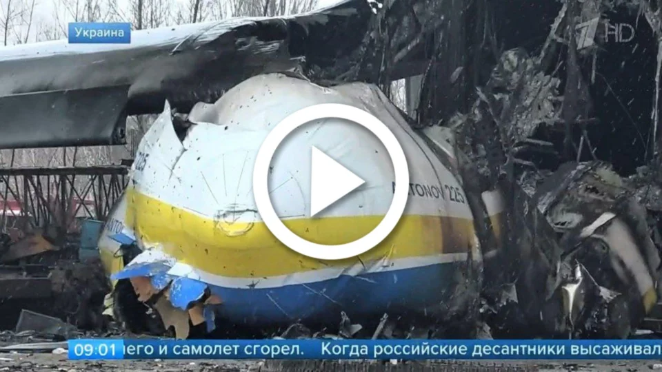 VÍDEO: TV russa divulga imagens do maior avião do mundo, Antonov-225, destruído após ataque na Ucrânia