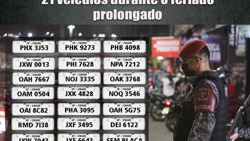 Polícia recupera 21 veículos roubados durante o feriado em Manaus