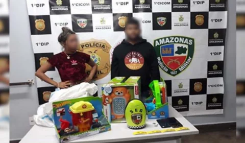 Casal é preso por roubo de brinquedos e celulares na Zona Centro-Sul de Manaus