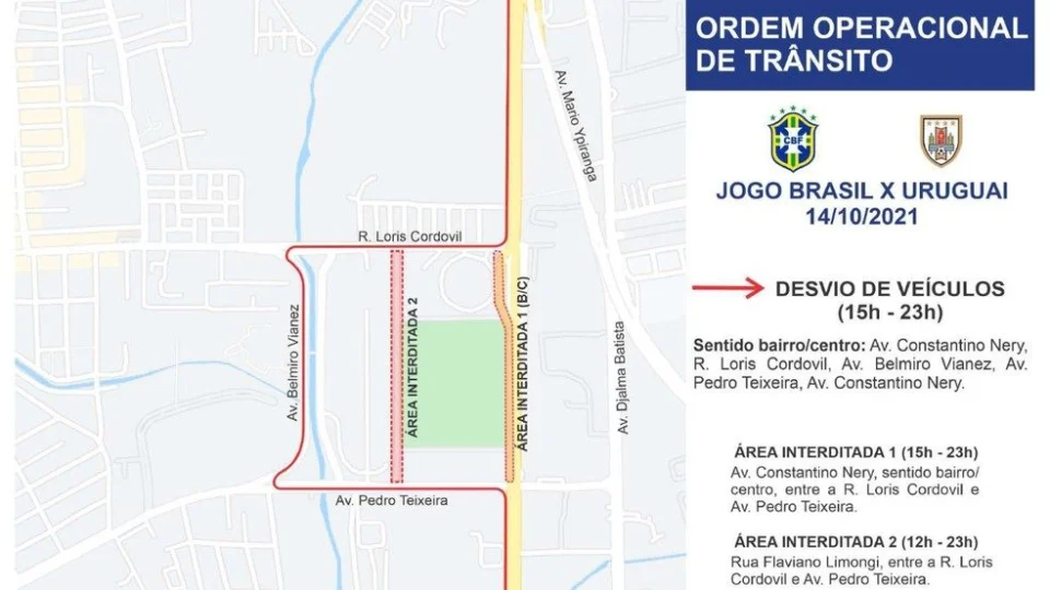 Em Manaus, por conta do jogo do Brasil, trânsito no entorno da Arena da Amazônia será alterado