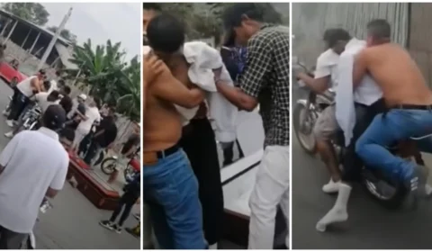 VÍDEO: jovens retiram corpo de amigo de caixão e colocam em moto para ‘dar último passeio’