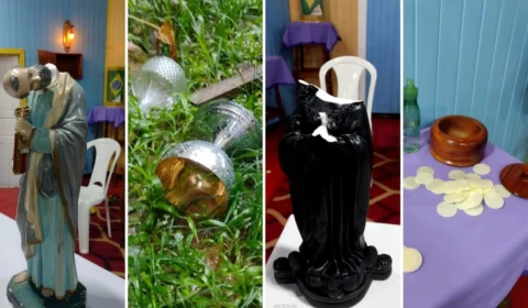 VÍDEO: em Beruri, no AM, intolerância religiosa destrói imagens de santos e deixa rastro de destruição na capela de São Pedro