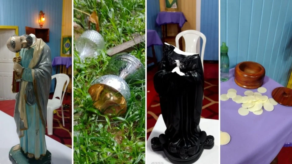 VÍDEO: em Beruri, no AM, intolerância religiosa destrói imagens de santos e deixa rastro de destruição na capela de São Pedro