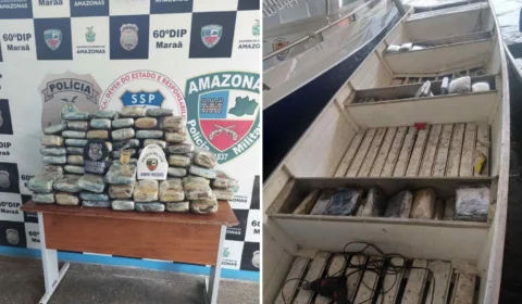 Mais de 82 kg de maconha é apreendida dentro de uma canoa, em Maraã-AM