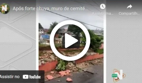 VÍDEO: após forte chuva, muro de cemitério desaba em Manaus