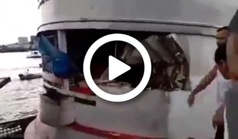 VÍDEO: em nota, Marinha diz que irá investigar colisão entre balsa e barco no Porto de Manaus