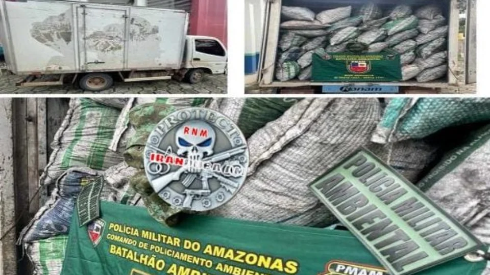 Na AM-010, Polícia Militar apreende carga de carvão vegetal de procedência ilegal