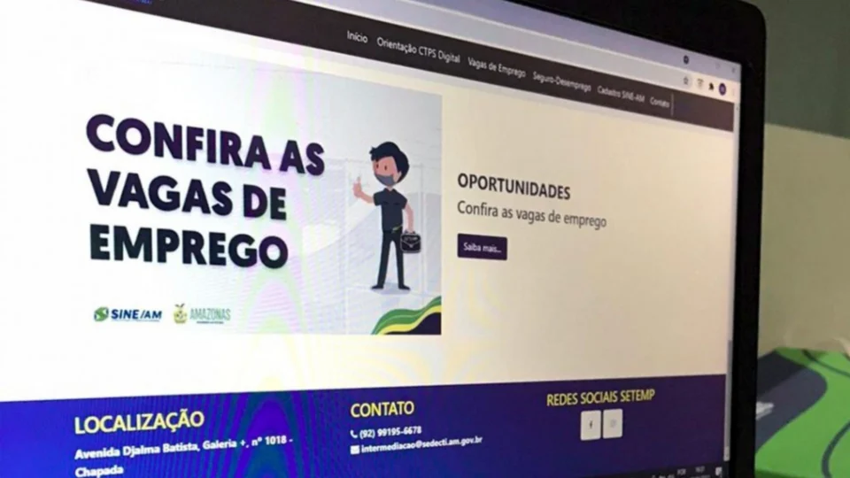 Mais de 160 vagas de emprego são ofertadas pelo Sine Manaus e AM nesta sexta-feira
