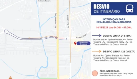 Manaus tem trânsito e transporte alterados para a 3ª Maratona Internacional