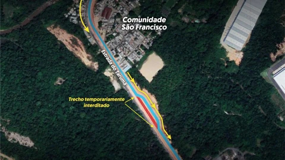 Atenção: tráfego de veículos na Estrada do Tarumã, zona oeste de Manaus, é alterado temporariamente
