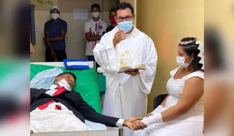 Noivo sofre acidente um dia antes do casamento e noiva realiza cerimônia no hospital, no Pará; veja fotos