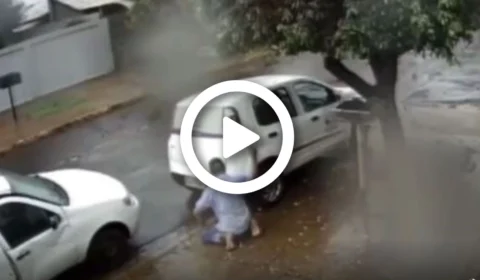 VÍDEO: câmera de segurança flagra homem tentando furtar combustível de carro no Mato Grosso do Sul