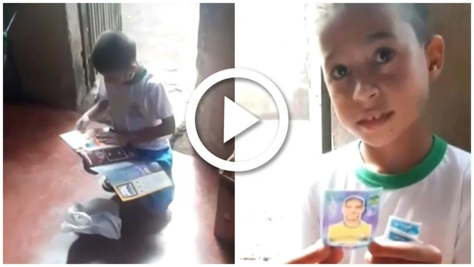 VÍDEO: menino que viralizou ao desenhar o próprio álbum da Copa do Mundo ganha livro oficial, em Goiânia