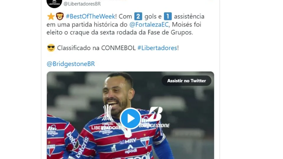 Em fase ruim na Série A, Fortaleza tem atacante entre melhores da semana na Libertadores da América