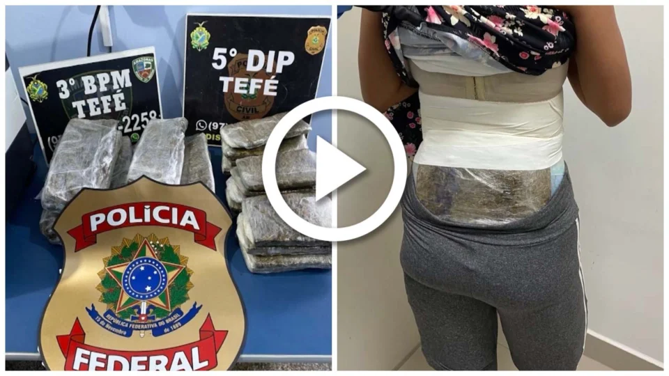 VÍDEO: mulher é flagrada com drogas enroladas no corpo no aeroporto de Tefé, interior do Amazonas