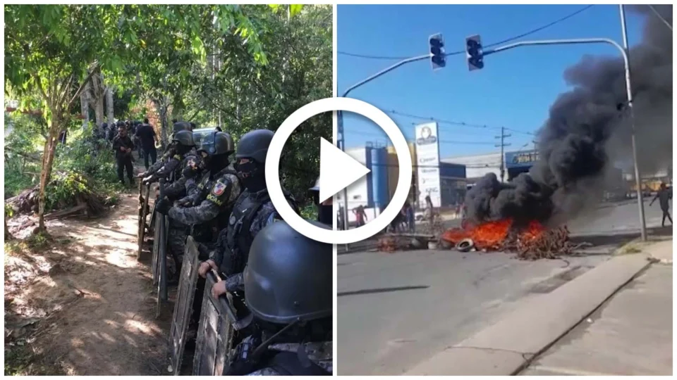 VÍDEO: ocupantes retirados de invasão fecham avenida em protesto na Zona Norte de Manaus