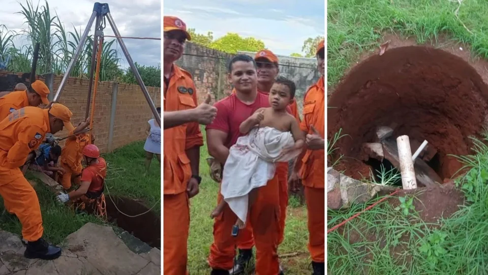 Menino de três anos é resgatado após cair em fossa de 12 metros no Tocantins