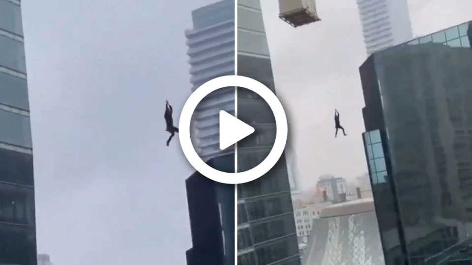 VÍDEO: homem sofre acidente e fica pendurado a 100 metros de altura no Canadá