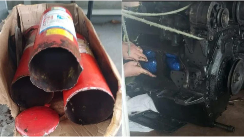 Mais de 30 quilos de drogas são apreendidas em extintores de incêndio e motor de barco no Amazonas