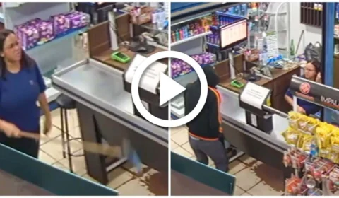 VÍDEO: mulher reage a assalto e expulsa ladrão a vassouradas no Distrito Federal