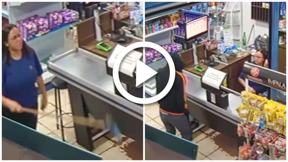 VÍDEO: mulher reage a assalto e expulsa ladrão a vassouradas no Distrito Federal