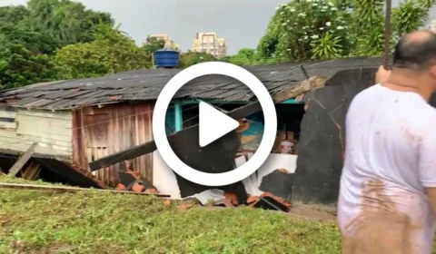 VÍDEO: jovem fica ferida após muro desabar, na Zona Centro-Sul de Manaus
