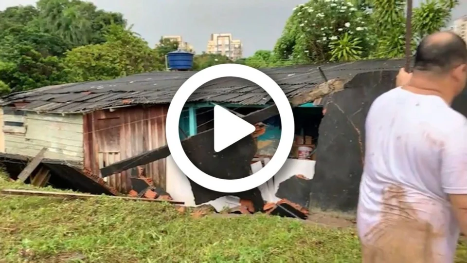 VÍDEO: jovem fica ferida após muro desabar, na Zona Centro-Sul de Manaus