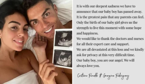 Cristiano Ronaldo lamenta morte de um dos filhos durante parto