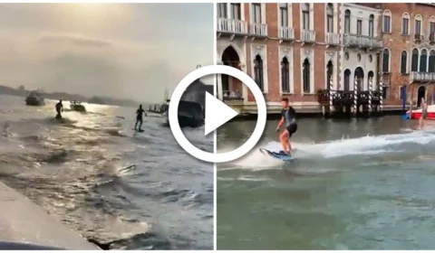 VÍDEO: turistas são flagrados surfando em canal de Veneza: ‘Imbecis prepotentes’, diz prefeito