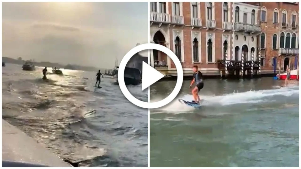 VÍDEO: turistas são flagrados surfando em canal de Veneza: ‘Imbecis prepotentes’, diz prefeito