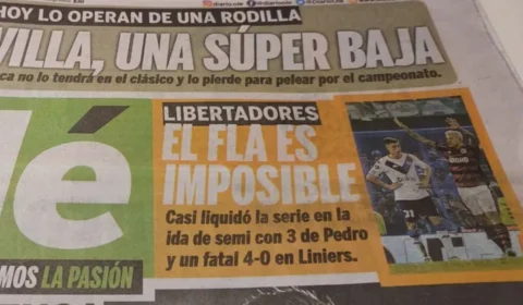 Tradicional jornal argentino exalta goleada do Flamengo de 4 a 0 sobre Vélez Sarsfield pela semifinal da Libertadores