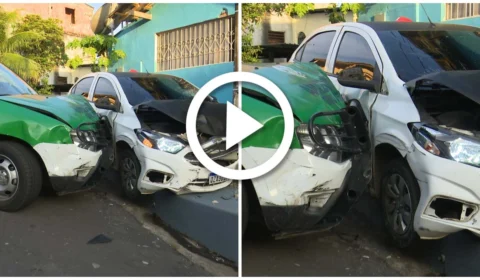 VÍDEO: viatura bate em carro conduzido por suspeitos no Bairro Vila da Prata, Zona Oeste de Manaus