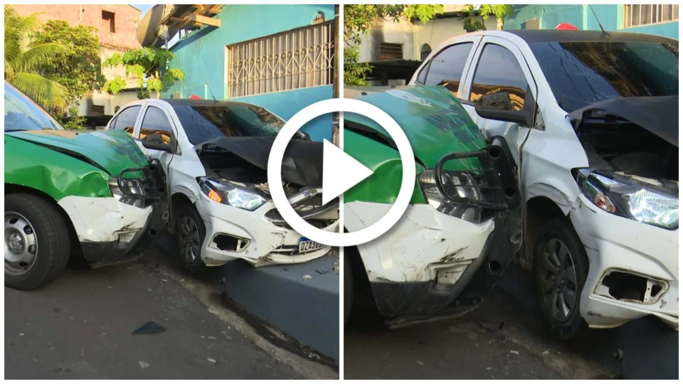 VÍDEO: viatura bate em carro conduzido por suspeitos no Bairro Vila da Prata, Zona Oeste de Manaus