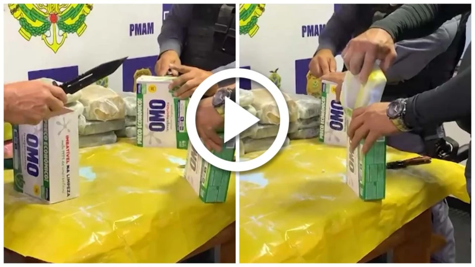 VÍDEO: polícia apreende drogas em caixas de sabão em pó em Coari, interior do Amazonas