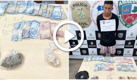 VÍDEO: jovem de 19 anos é preso em flagrante por tráfico de drogas, durante o dia, na Zona Sul de Manaus