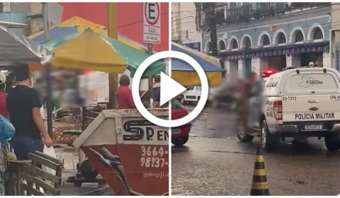 VÍDEO: homem nu sobe em viatura da polícia no Centro de Manaus