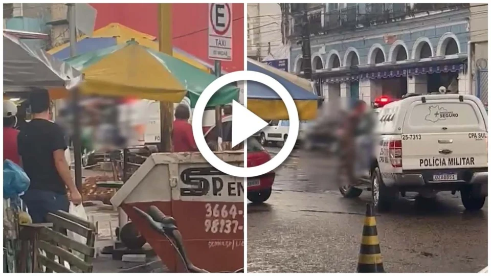 VÍDEO: homem nu sobe em viatura da polícia no Centro de Manaus