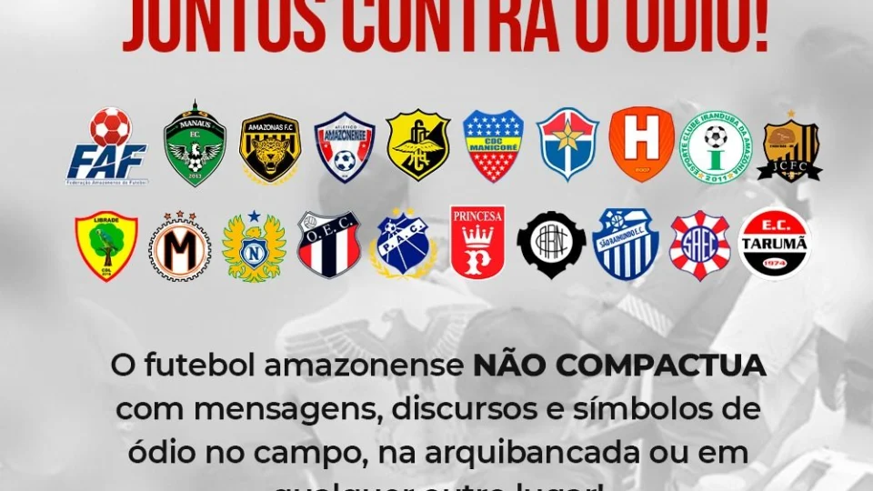 Após homem ostentar símbolo nazista em jogo, clubes profissionais do Amazonas lançam campanha ‘Juntos Contra o Ódio’