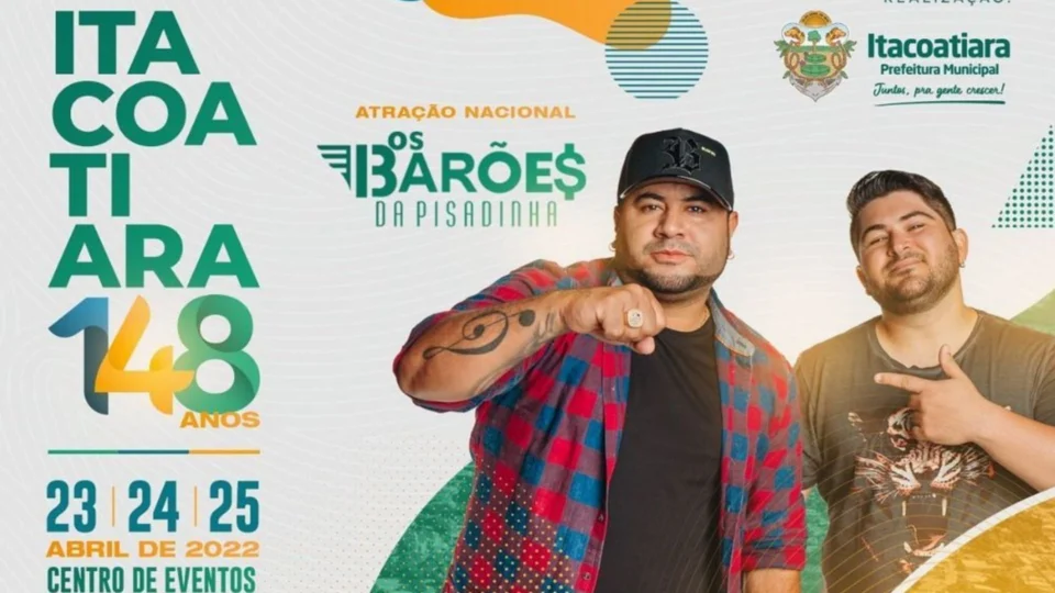 No AM, Prefeitura de Itacoatiara contrata ‘Barões da Pisadinha’ por R$ 350 mil para aniversário de 148 anos da cidade