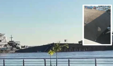 VÍDEO: parte de cais flutuante do Porto de Manaus afunda
