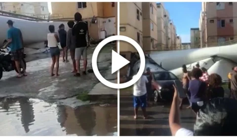 VÍDEO: mulher é atingida após caixa d‘água tombar sobre prédio no Rio de Janeiro