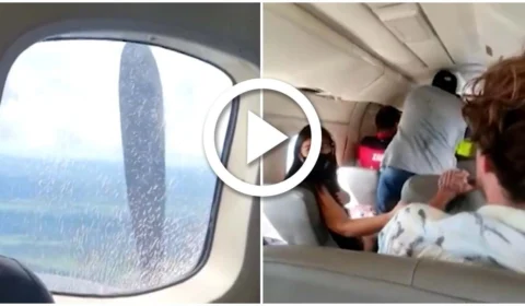 VÍDEO: porta de avião abre em pleno voo no Acre