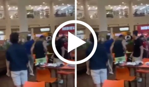 VÍDEO: homens brigam e causam tumulto em praça de alimentação de shopping em Manaus